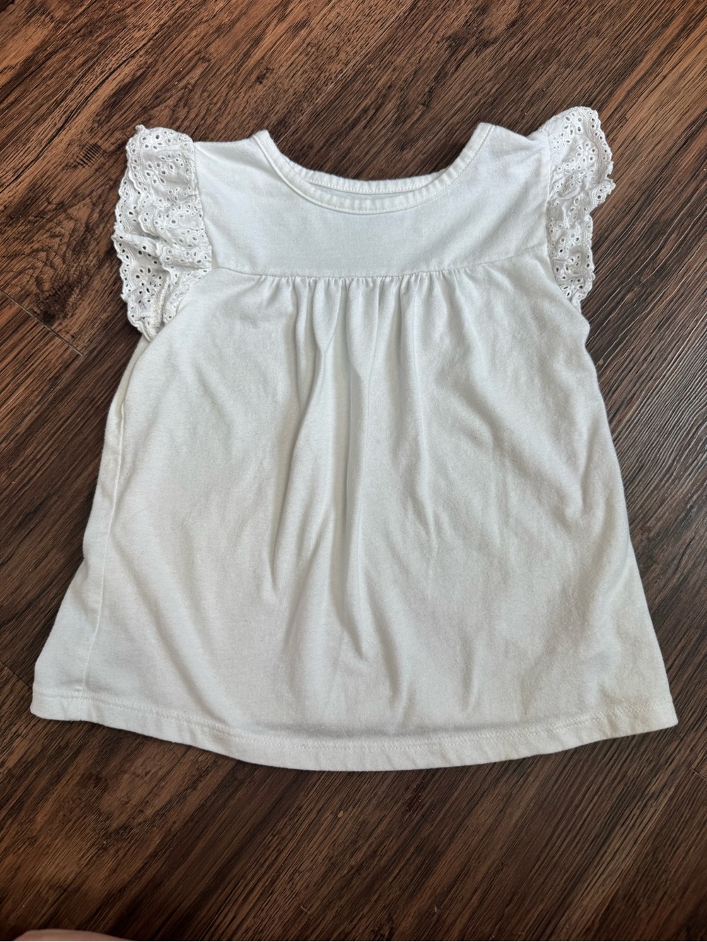 Cat & Jack White Eyelet Flutter Sleeve Top